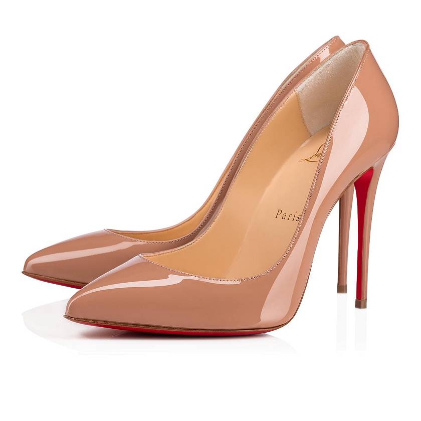 Women's Christian Louboutin Pigalle Follies 100mm Patent Leather Pumps - Nude [3187-296]